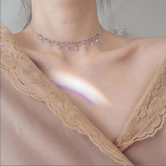 Sterling Silver 925 CZ Short Necklace - Picture 5 of 5